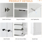 roomfitters 77'' Kitchen Pantry Organizers and Storage Kitchen Cabinet, with Door Spice Racks, Wine Rack, 3 Drawers, White