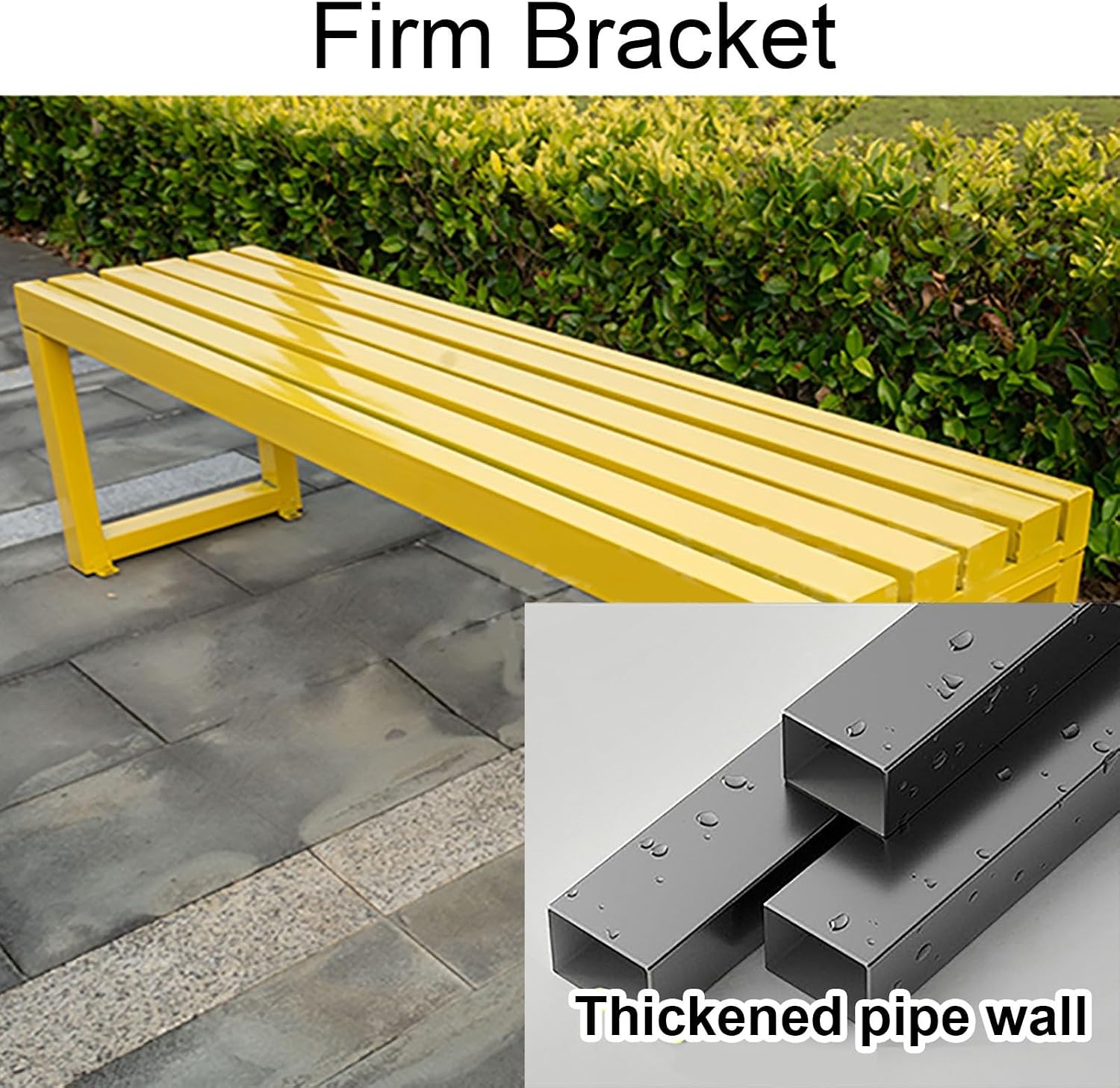 Park Bench, Outdoor Benches Made of Thickened Steel Pipes, with Fixed Holes, Integrated Welding Garden Bench with Foot Pads (Red,180cm/70.9in)
