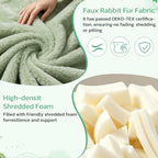 31 Inches Memory Foam Bean Bag Chair - Ultra Soft Faux Rabbit Fur Sofa with Handle & Machine Washable Cover, Comfy Lazy Chair for Kids Teens, Perfect for Reading Gaming in Living Room Bedroom，Green