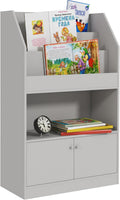 Toy Storage Cabinet, Bookcase Bookshelf for Room, Bedroom, Playroom, Nursery, Gray