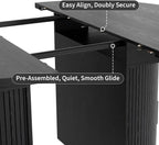 Garvee Extendable Round Dining Table with 2-Tier Storage Shelf & Drawer, 47.5 to 63 Inch Expandable Kitchen Table for 4-8 PM, Modern Farmhouse Fluted Pedestal Oval Circle Dinner Table, Black