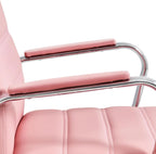 costoffs Mid Back Office Desk Chairs PU Leather Executive Task Chairs Height Adjustable Swivel Chair with Lumbar Support, Pink