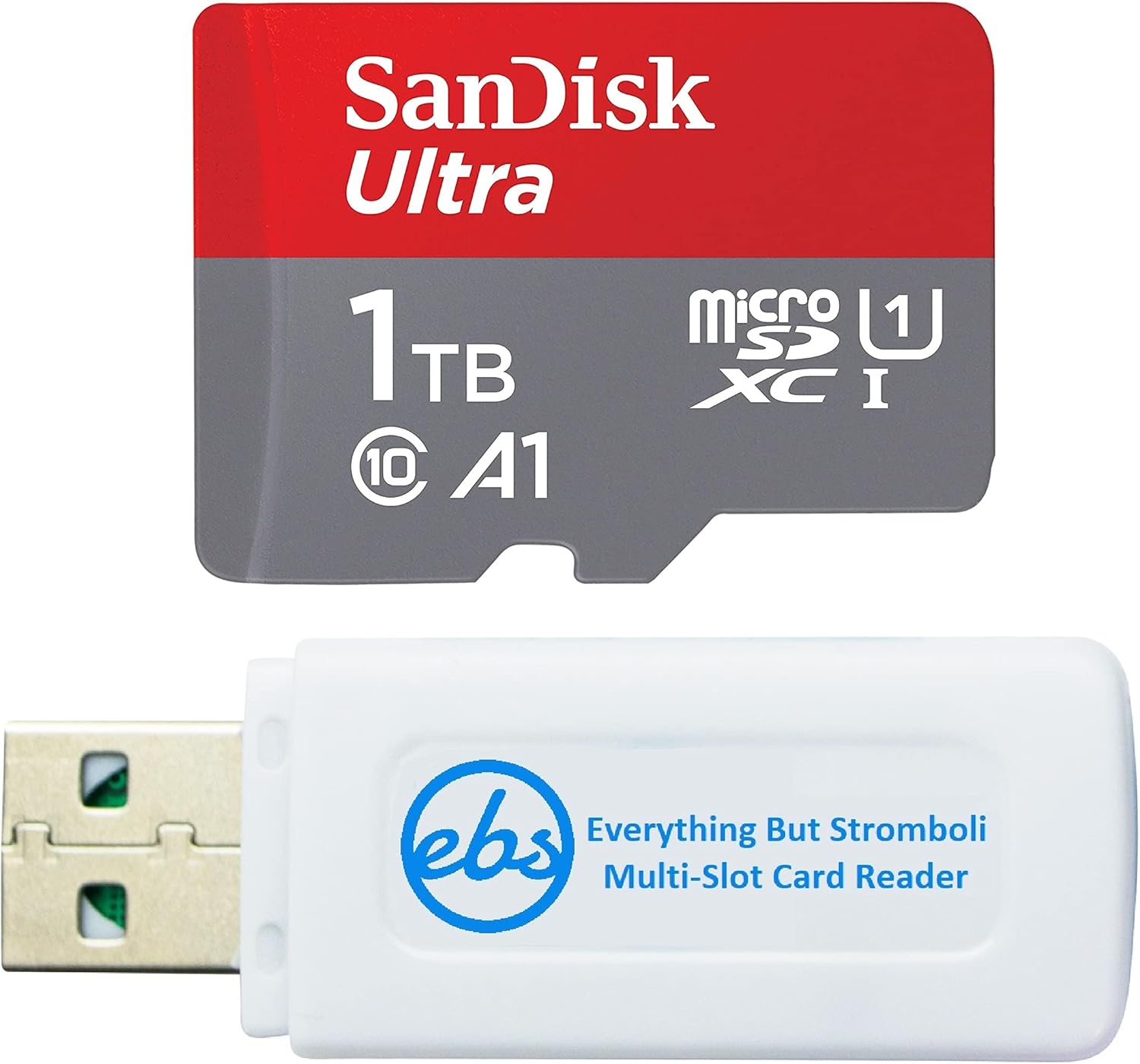 SanDisk Ultra 1TB Micro SD Card Works with Nintendo Switch & Nintendo Switch Lite Console (SDSQUA4-1T00-GN6MN) UHS-1 Class 10 Bundle with (1) Everything But Stromboli SD & MicroSD Memory Card Reader