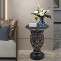 Virubi Wolf Head Accent Table Animal Statue End Table, Faux Marble Top Resin Pedestal Table, Luxury Statement Furniture for Living Room Hallway