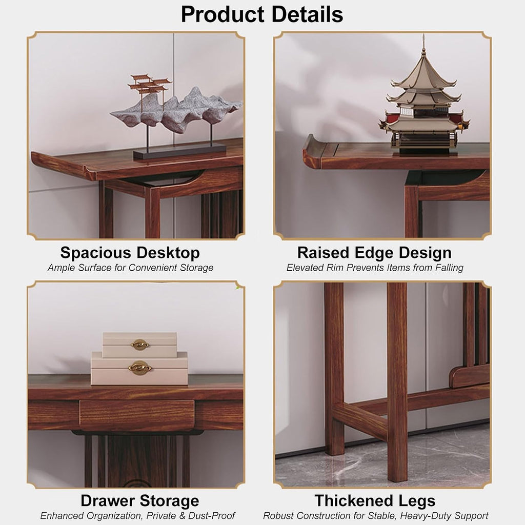 Meditation Altar Table At Home, Buddhist Style Wooden Altar Cabinet, Personal Meditation Cabinet, for Home Shrines Ancestral Halls Temples(80 * 31cm/31.5 * 12.2in)
