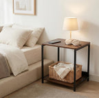 Small Side Table, End Table,Nightstand with 2-Layer Storage Shelves, Living Room, Bedroom, Stable Frame for Small Spaces.Kitchen Countertop Spice Rack,Easy Assembly, Rustic Brown.