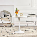 Luxury Modern Transparent Folding Chair, Acrylic Folding PC Plastic Living Room Seat, Chrome Frame(Grey)
