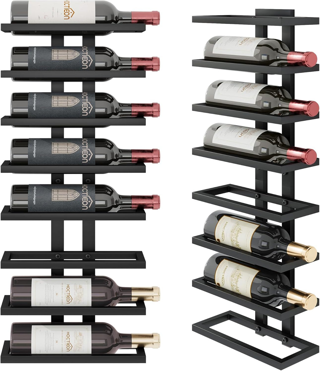 Hoctieon 8 Tier Wall Mount Wine Rack, Wall Racks for Wine Bottles Display and Storage, Hanging Bottle Organizer for Living Room, Dining Room, Wine Cellar, Bar, Black
