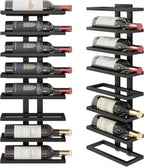 Hoctieon 8 Tier Wall Mount Wine Rack, Wall Racks for Wine Bottles Display and Storage, Hanging Bottle Organizer for Living Room, Dining Room, Wine Cellar, Bar, Black