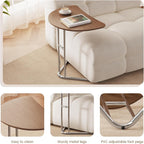 C Shape End Table, Metal Frame TV Tray Desk, Half Round Overbed Laptop Computer Side Table for Sofa, Bed and Other Small Spaces