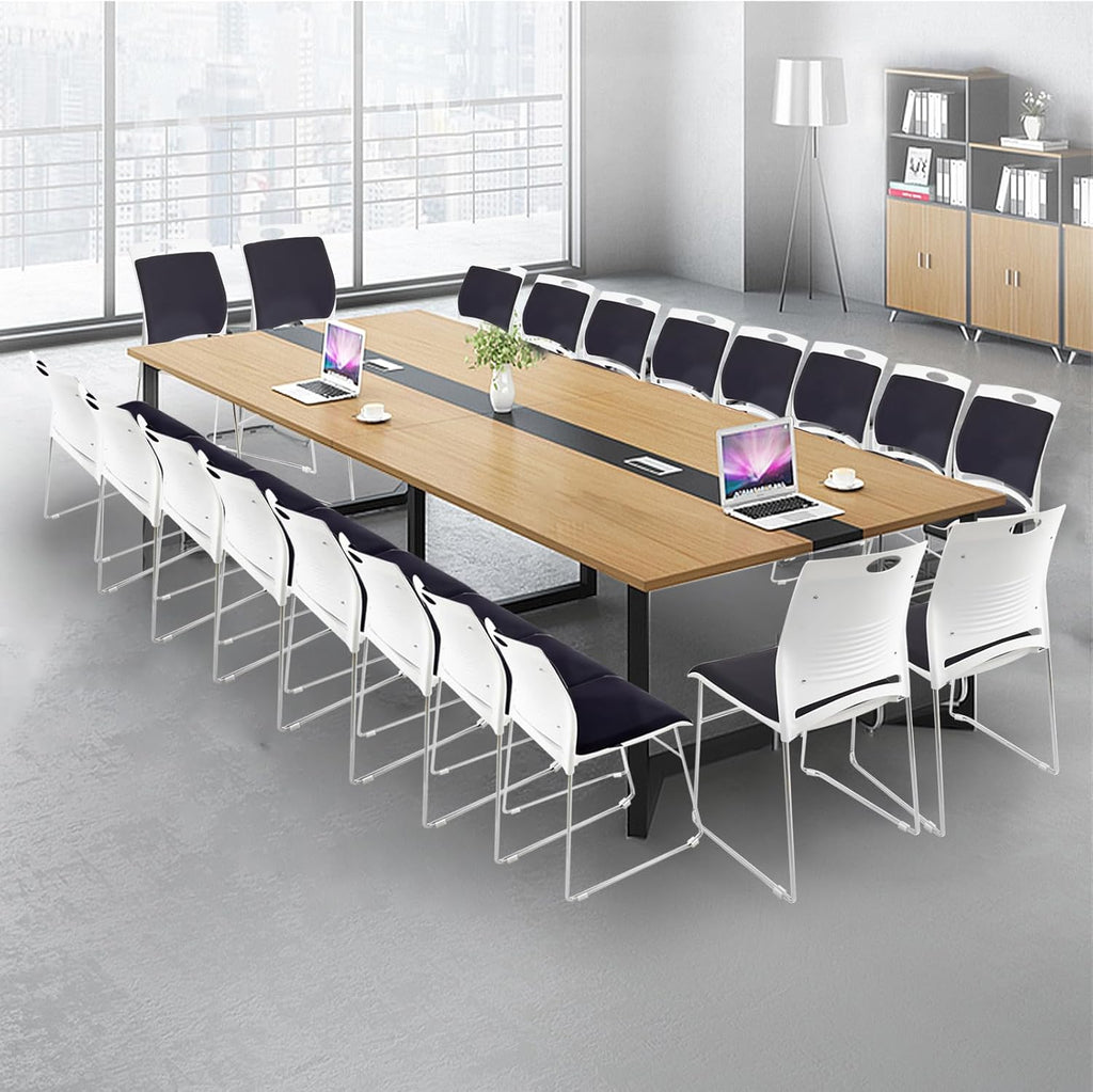 20 Pack Stacking Chairs with Padded Seat 1102 lbs Stackable Office Guest Chairs with Metal Sled Base Lobby Waiting Reception Chair for Cafeteria Library Church Banquet Halls Training Room