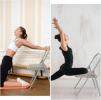 RattanView Yoga Auxiliary Chair with Lumbar Back Support Backless Folding Metal Foldable Flexibility Exercise Chair Balance Handstand Training Tool for Back Pain Relieving Strength Training
