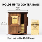 Rotating Tea Bag Organizer, Acacia Wood, 4-Sided | Storage Box, For Home or Office, 4-Sided Rotating Design