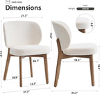 YOUNIKE Dining Chairs Set of 8 Mid Century Modern Kitchen Chair with High Back Boucle Fabric Upholstered Armless Chair 20" Wide Padded Seat with Wooden Leg for Kitchen Dining Living Room Bedroom Beige