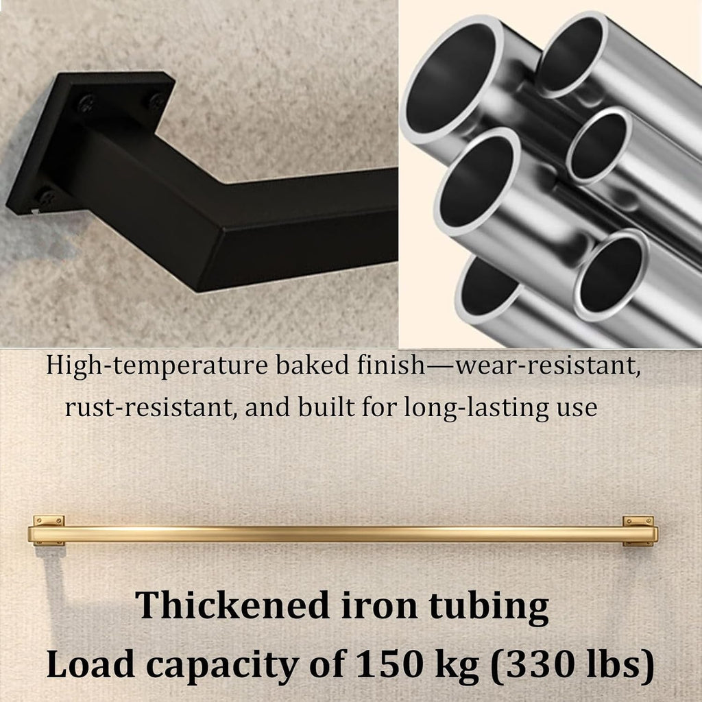 Bar Foot Rail Kit, Square Pipe Foot Rest for Bar Counter, Wall Mounted, Rest Brackets with Internal Connector, Stair Handrail, for Commercial & Home Coffee Shop(Black,5.5m)