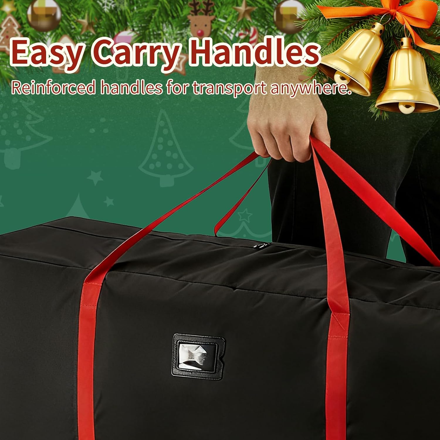Christmas Tree Storage Bag, Fits Up to 7.5ft Tall Christmas Tree, Heavy-Duty 600D Waterproof Oxford, Durable Handles & Zipper, Holiday Xmas Storage Bag, Protects Christmas Tree and Holiday Ornaments