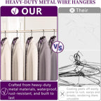 60Pack Metal Wire Hangers+5 Clothes Pins, 16.5" Wire Clothes Hangers for Standard Sized Shirt, Suits, Jackets, Skirts, Ultra Thin Space Saving, Bulk for Home and Commercial