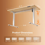 Electric Height Adjustable Standing Desk 48 x 24 Inch, Sit Stand Up Computer Office Desk with Splice Board, White Frame and Maple Top