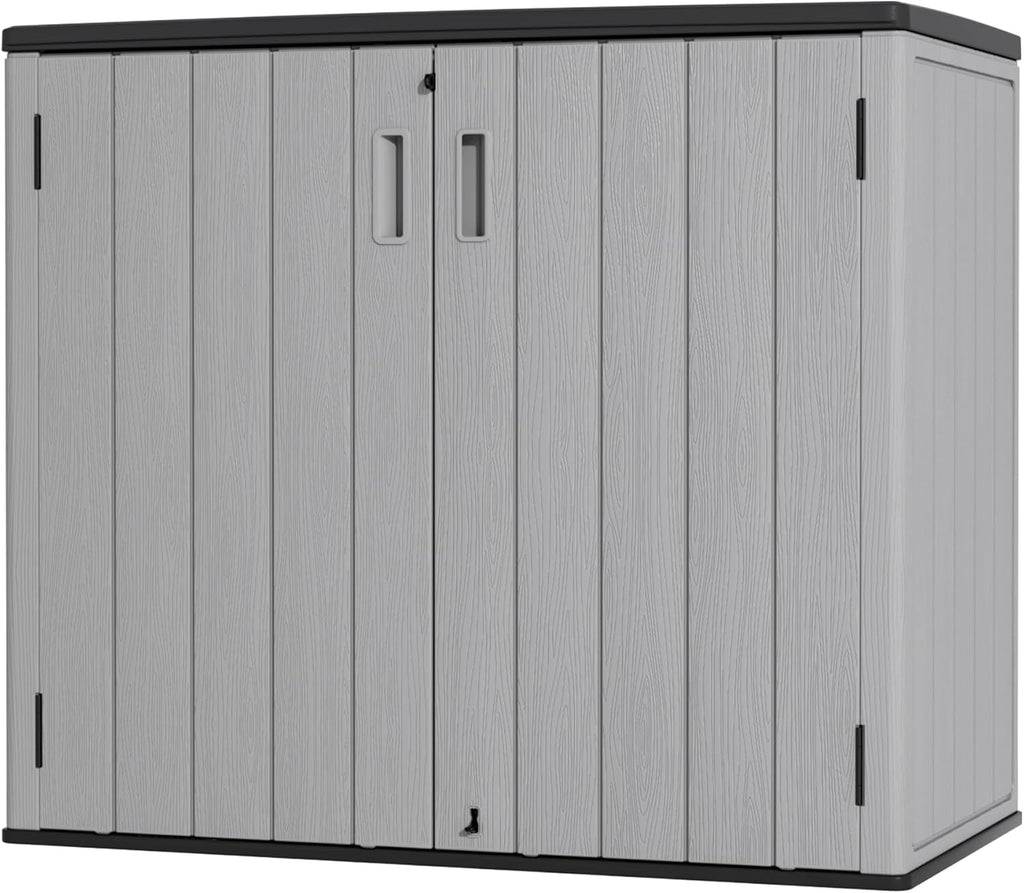 Mrosaa Large Outdoor Storage Box,Resin Sheds&Outdoor Storage Waterproof/Lockable,Outdoor Storage Cabinets for Balcony,Garage,Backyard (37Cu.ft-Pale Grey)