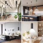 4" Pendant Lights Kitchen Island, 25W Cylinder Hanging Lights with Dipswitch, Modern Eye Care Led Pendant Lamp fixtures for Bedroom, Living Room, Office (Black, 2 Pcs)