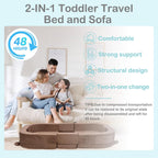Toddler Travel Bed,Toddler Play Mat,Foldable&Portable Kids Floor Sofa with Removable Pillow,28D High-Density Sponge,Bear-Shaped 2-in-1 Activity Center for Reading, Playing,Little Sofa at Home