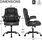 Office Desk Chair, Conference Room Chairs, Mid Back Executive Leather Chair,Ergonomic Home Computer Chair, Modern Office Chair with Adjustable Flip-Up Arms and Rocking Function (Black)