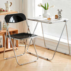 Folding Chair, 2 Pack Acrylic Chair, Black | Space-saving acrylic folding chair,easy fold & store.Holds up to 300 lbs,comfortable for home,office,parties and daily use.