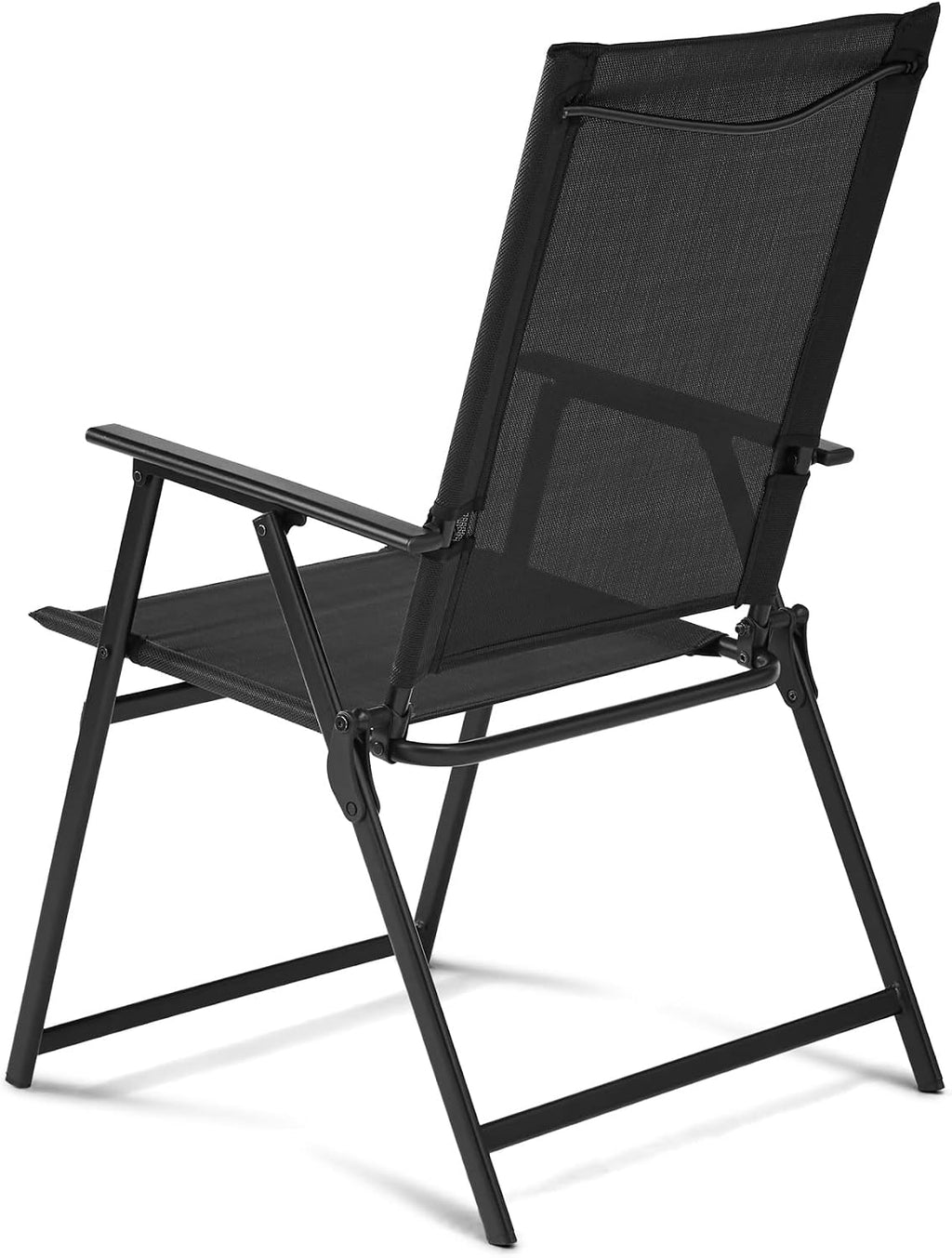 Set of 2 Outdoor Patio Steel Sling Folding Chair, Beige (Color : Black)