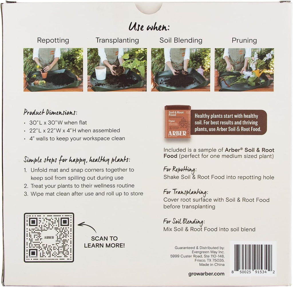 Repotting Mat for Indoor Plants 30" x 30" – Waterproof Foldable Plant Potting Mat with Snap Corners & 4" Walls – Mess-Free Soil Mixing, Pruning, Transplanting for Succulent, Orchid, Bonsai