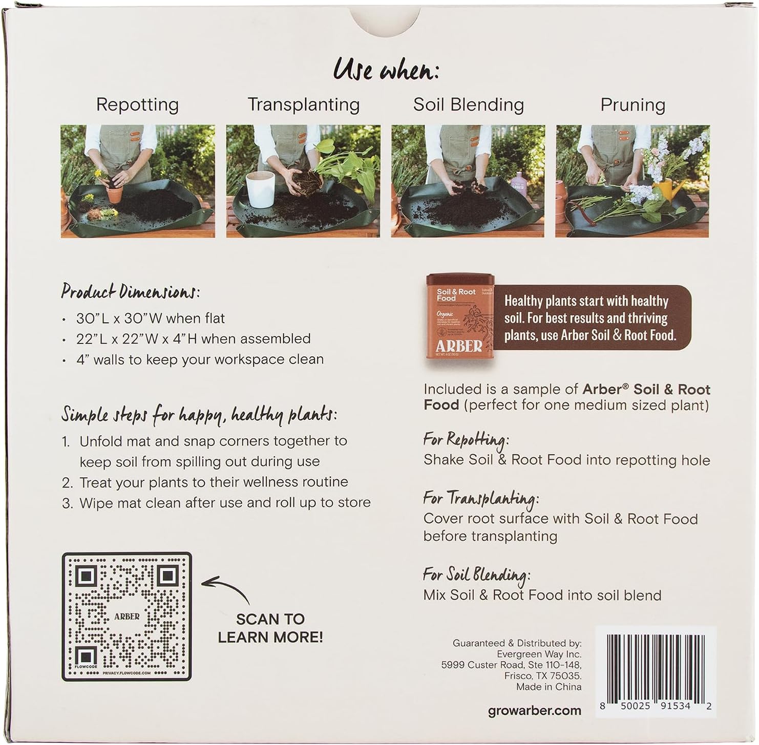 Repotting Mat for Indoor Plants 30" x 30" – Waterproof Foldable Plant Potting Mat with Snap Corners & 4" Walls – Mess-Free Soil Mixing, Pruning, Transplanting for Succulent, Orchid, Bonsai