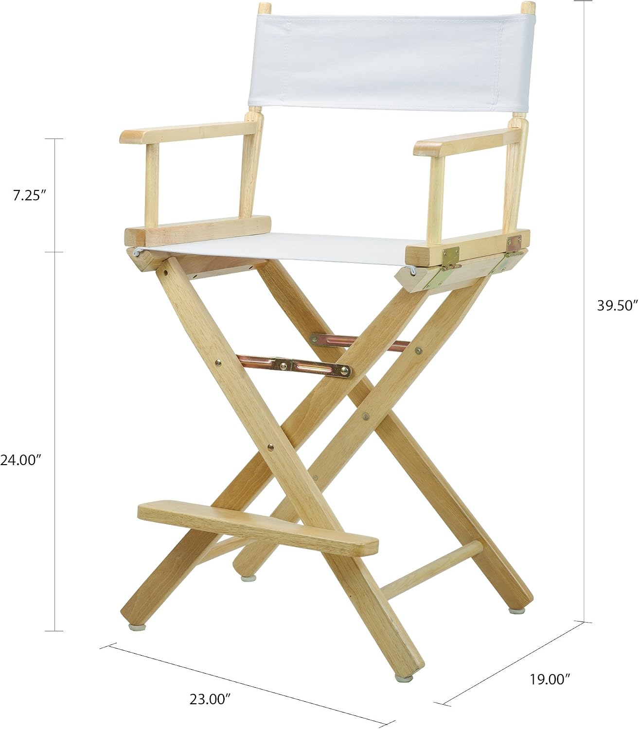 Casual Home 24" Director's Chair Natural Frame with White Canvas, Counter Height