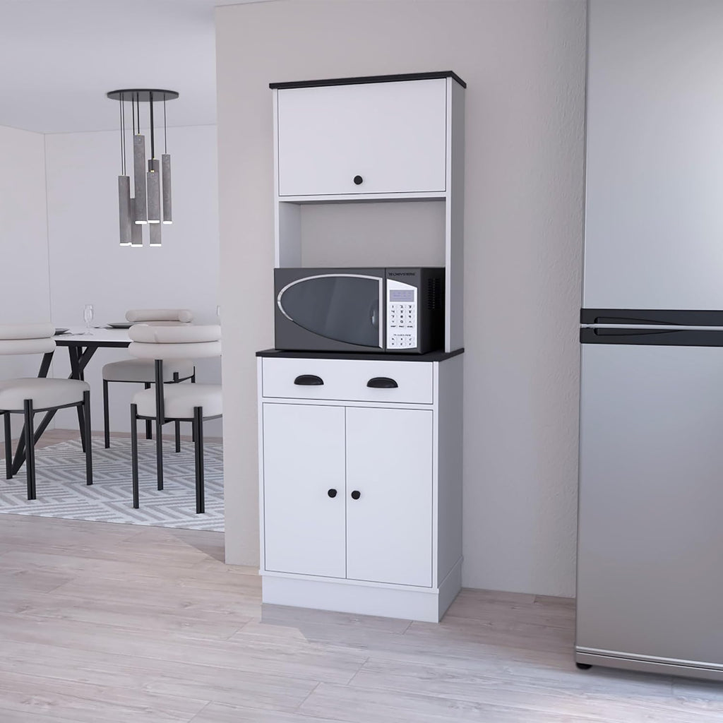 Addison White and Black 2-Cabinet Kitchen Pantry
