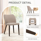 MALOL Dining Chairs Set of 6, Upholstered Fabric Kitchen Chairs with Curved Back, Padded Seat and Solid Wood Legs, Modern Dining Chair for Kitchen Dining Room, Camel