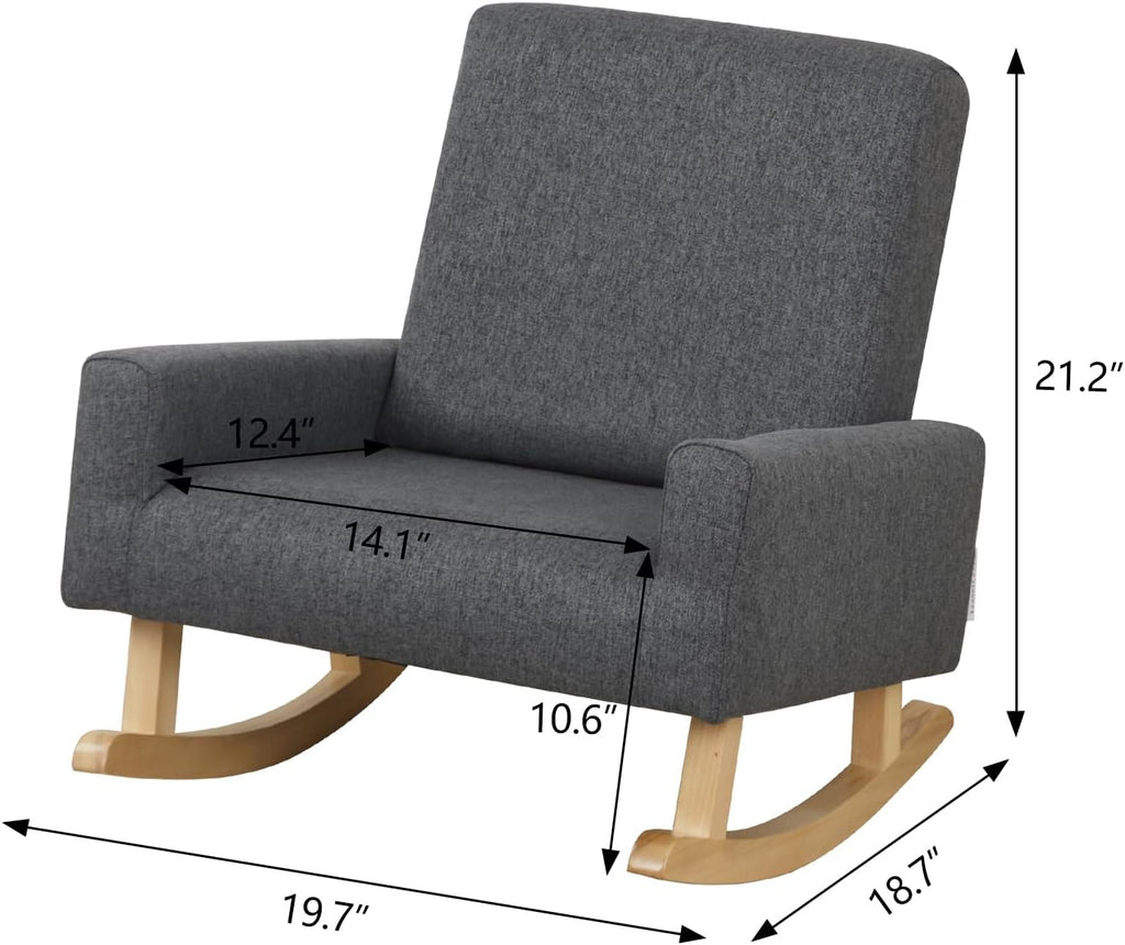 Baby Rocking Chair, Toddler Chair,Kids Sofa,Sofa for Children,Linen Fabric and Solid Shaky Foot,Kids Rocking Armchair for Unisex Children Using,Birthday Gift (Grey)