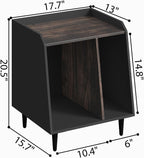 Rresyet End Table, Side Table with Adjustable Divided Shelves, Wooden Storage Cabinet,Side Table with Storage for Living Room and Bedroom (Black, 1 Pieces)