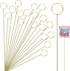 20Pcs Place Card Holder, Metal Floral Place Card Holder, Gold Table Number Holders, Round Shape Flower Pick Clips, Gold Metal Card Picture Holder Pick, Floral Gift Card Holder Clips for Wedding P