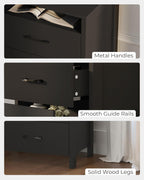 Nightstand Set of 2, Rustic Bedside Table with 2 Storage Drawers | Farmhouse Nightstand Set of 2, Wood End Table with Open Shelf, Side Table for Bedroom, Black