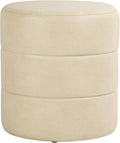 HomePop Upholstered Faux Leather Round Ottoman (No Lid, Seat Only) | HomePop Home Décor | Round Pouf Foot Rest – Cream Faux Leather