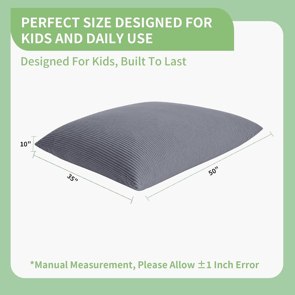 3-in-1 Kids Bean Bag Chair, Convertible Floor Cushion | Odor-Free Shredded Foam Resists Clumping, Removable Corduroy Cover, Cozy Lounge Seating for Bedrooms, Playrooms, Classrooms