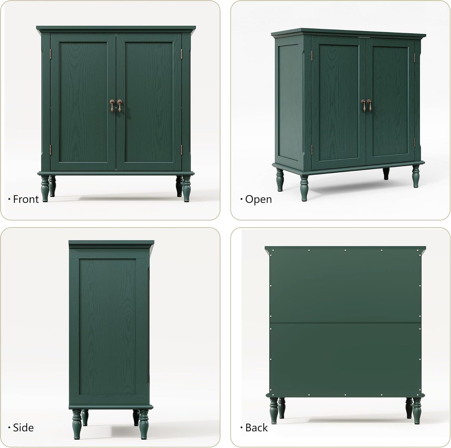 ARTPOWER Sideboard Buffet Cabinet with Storage, Retro Wood Accent Cabinet with 2 Doors, Credenza with Adjustable Shelves for Living Room, Dining Room, Entryway, Green