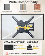 FORGING MOUNT TV Wall Mount for 26-65 inch TVs up to 88 lbs,Rotating Full Motion TV Wall Mount with Articulating Arms, Extension, Tilt, Swivel, Max VESA 400x400mm