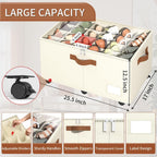 Shoe Organizer for Closet, 2 Pack Shoe Storage Organizer with Wheels and Adjustable Dividers, Stackable Shoe Storage Box with Clear Cover, Foldable Closet Shoe Organizer Fits up to 24-48 Pairs, Beige