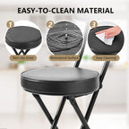 H HOMEWINS Cushioned Padded Folding Stool,1PCS 23.6-Inch Counter Height Bar Stool,Portable Folding Stool with Handle for Fishing Hiking Gardening Travel BBQ