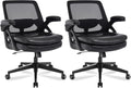 Big and Tall Office Chair, 500lbs Mesh Heavy Duty Ergonomic Desk Chair with Flip-up Armrests, Plus Size Wide Seat in PU Leather, 360 Swivel Computer Executive Task Chair for Home Office (Black)