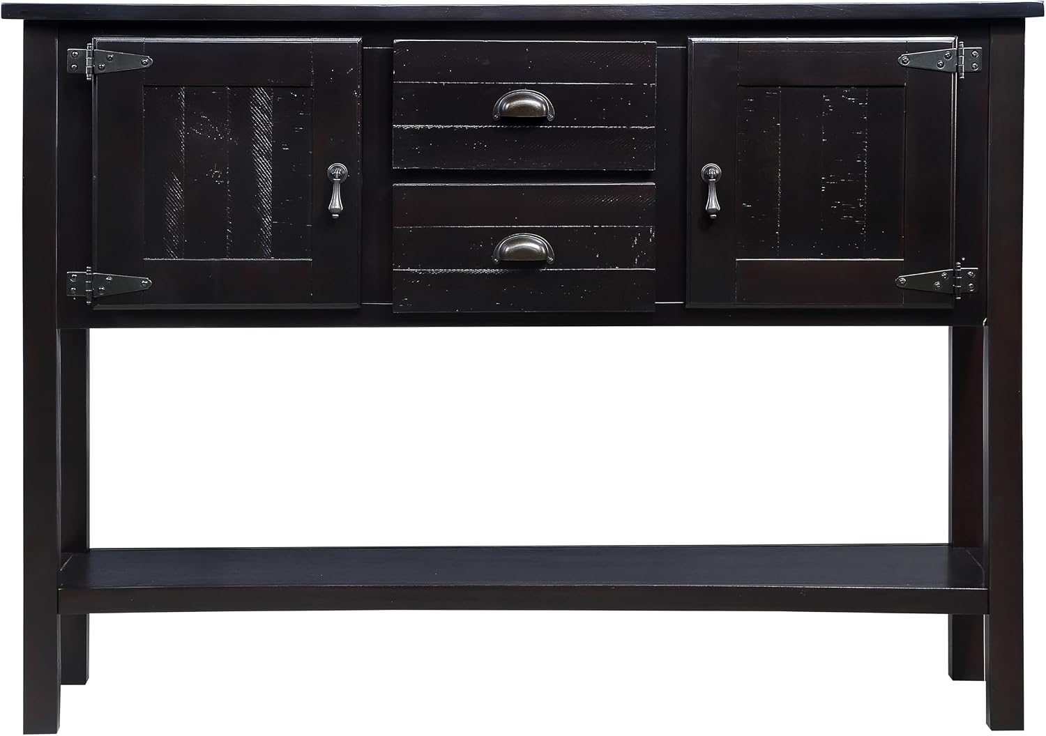 Knocbel Vintage Console Table with 2 Drawers, 2 Storage Cabinets and Bottom Open Shelf, Entryway Hallway Sofa Table Dining Room Buffet Sideboard, 48" W x 14" D x 34" H (Espresso)