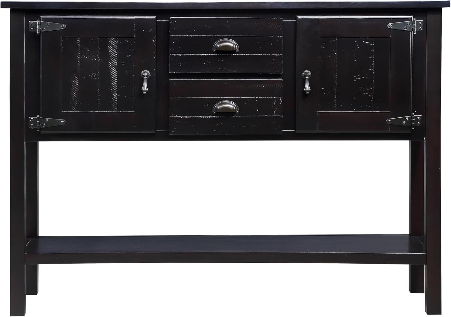 Knocbel Farmhouse 48 Inches Long Console Table for Entryway, Entry Hallway Foyer Wooden Cabinet Buffet Sideboard with 2 Storage Drawers, 2 Doors and Lower Shelf (Espresso)