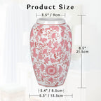 Pink Vase 8.5 Inch Traditional Chinoiserie Floral Vase Porcelain Ginger Jar Octagonal Vases Pink and White Porcelain Decor for Home, Living Room, Kitchen, Mantel, Shelf, Table