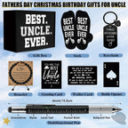 11 Pcs Best Uncle Ever Gift, Father's Day Gifts, Uncle Gifts for Men with 20 Oz Tumbler Socks Baseball Cap Tape Measure Bracelet Wallet Card Keychain, Birthday Christmas Gift from Niece Nephew