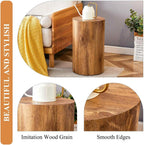 Round Side Table with Imitation Wood Grain, 12" Diameter x 19.7" Height, Modern Cylindrical Design, Sturdy Base with Anti-Slip Feet, Perfect for Living Room, Bedroom, or Office, Wood