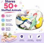 Clear Stuffed Animal Storage Bean Bag Chair Cover for Kids with Zipper | Transparent Waterparoof, Wipe Clean Thicker PVC, Holds 50+ Stuffed Animals, Double Zipper for Plush Toys Storage & Organizing